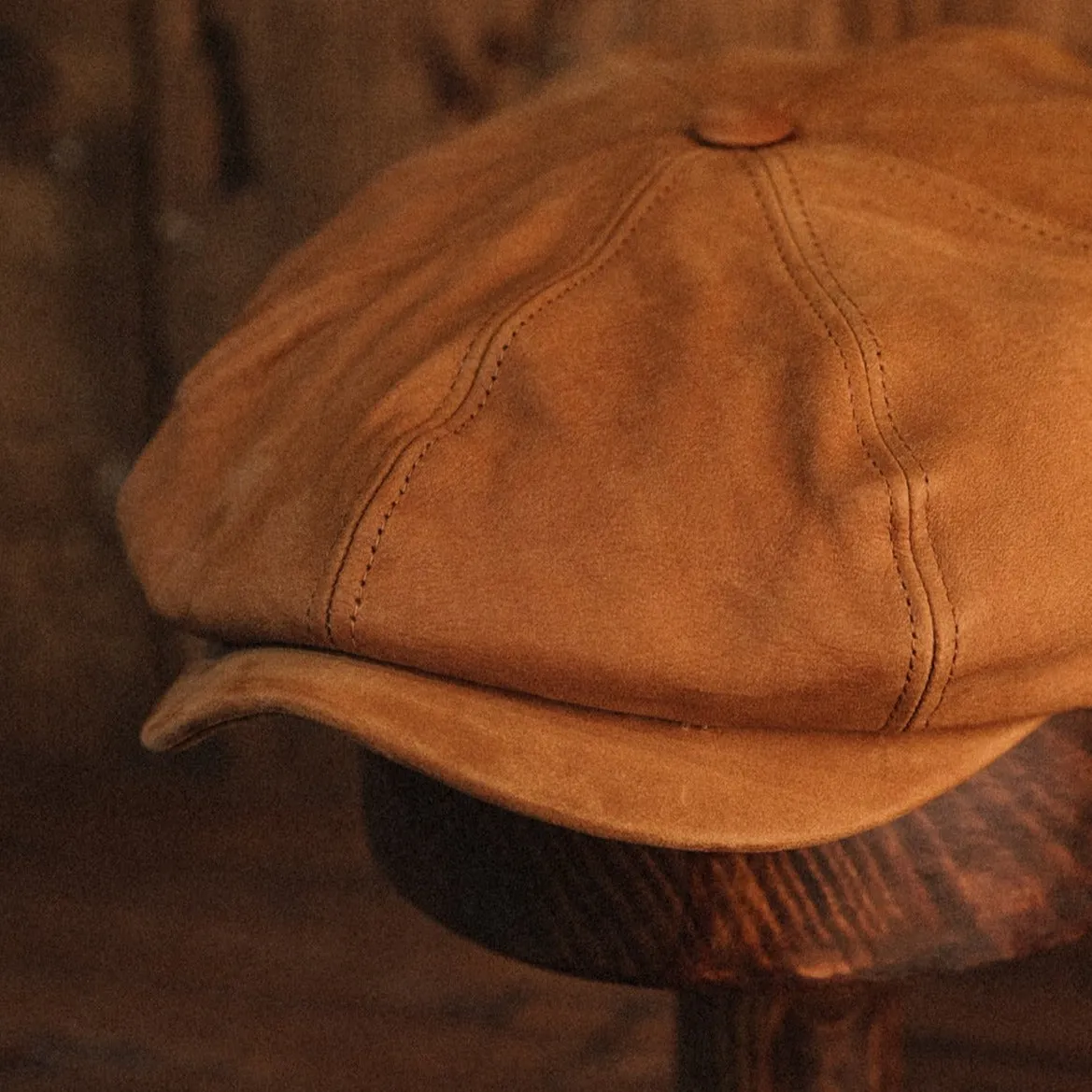 Eight Piece Mango Tan Leather Newsboy Cap