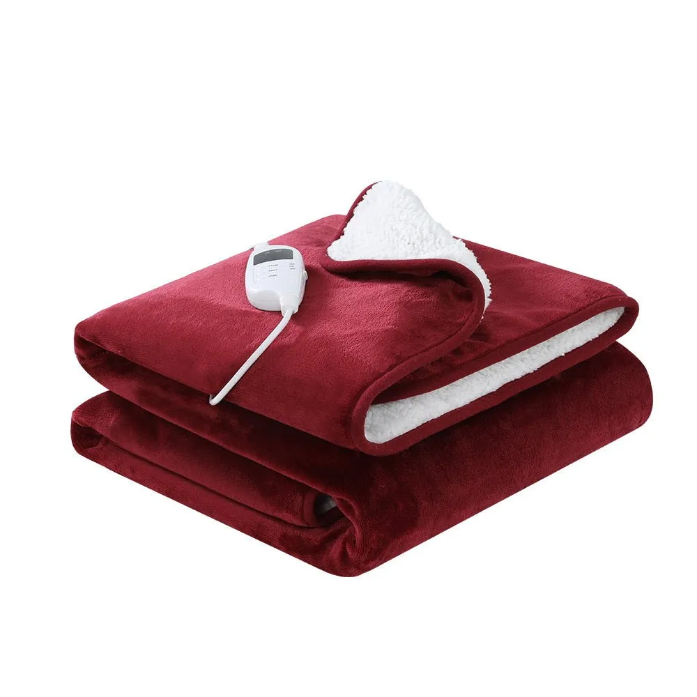 Electric Throw Rug Heated Blanket Washable Snuggle Flannel Winter Red