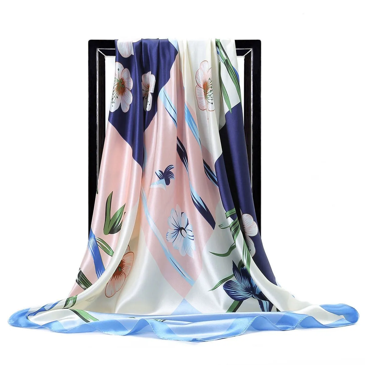 Elegance in Silk: Large Square Simulation Silk Scarf