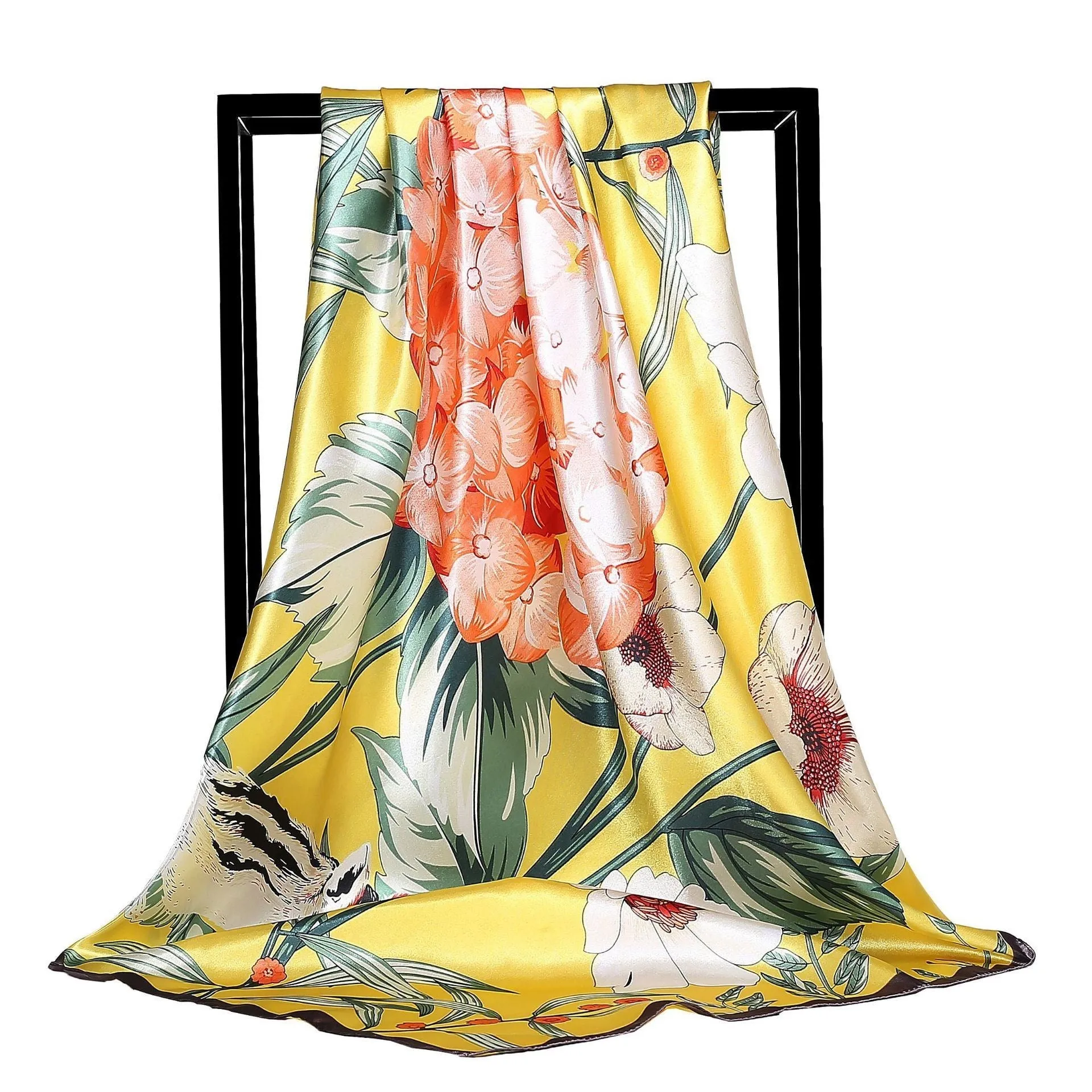 Elegance in Silk: Large Square Simulation Silk Scarf