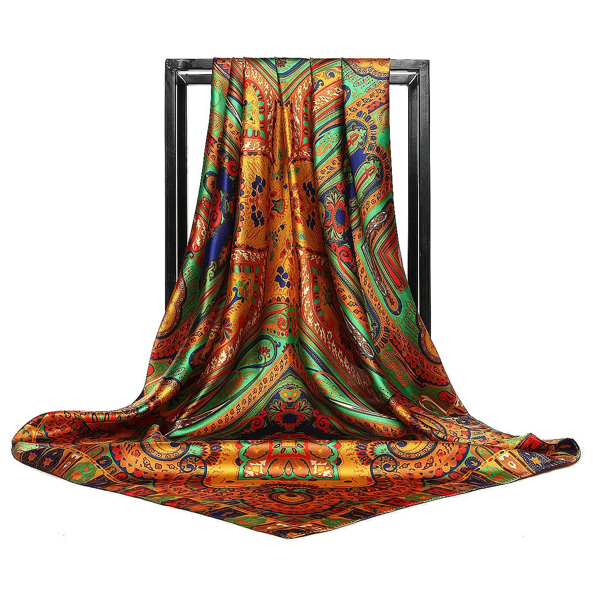 Elegance in Silk: Large Square Simulation Silk Scarf