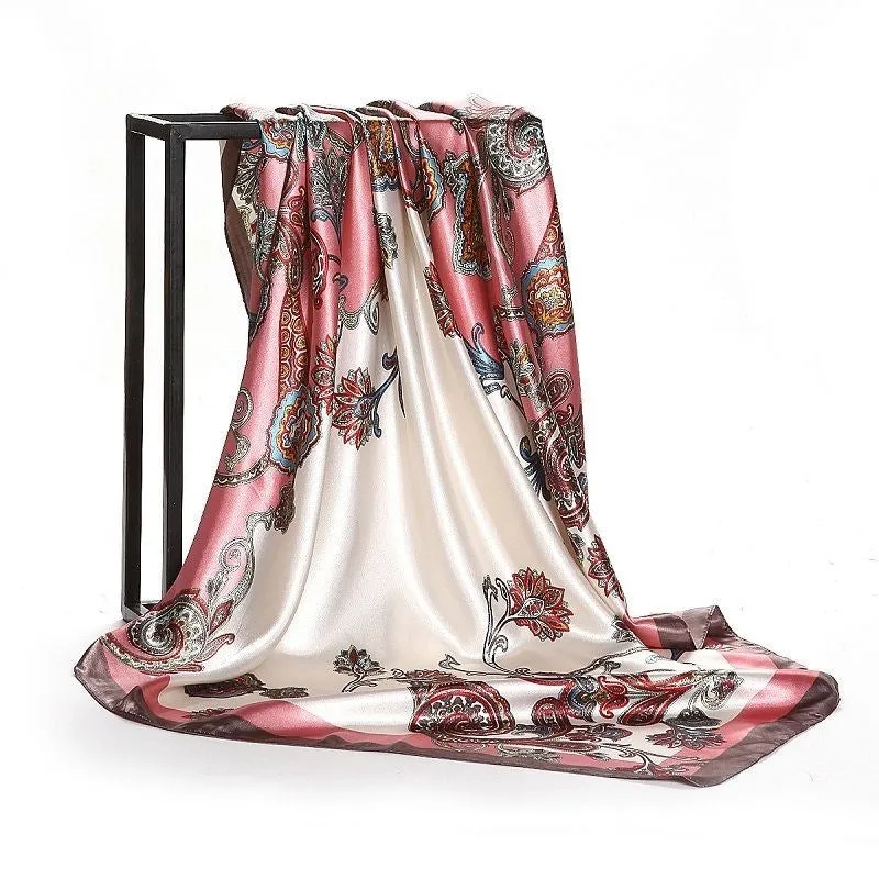 Elegance in Silk: Large Square Simulation Silk Scarf