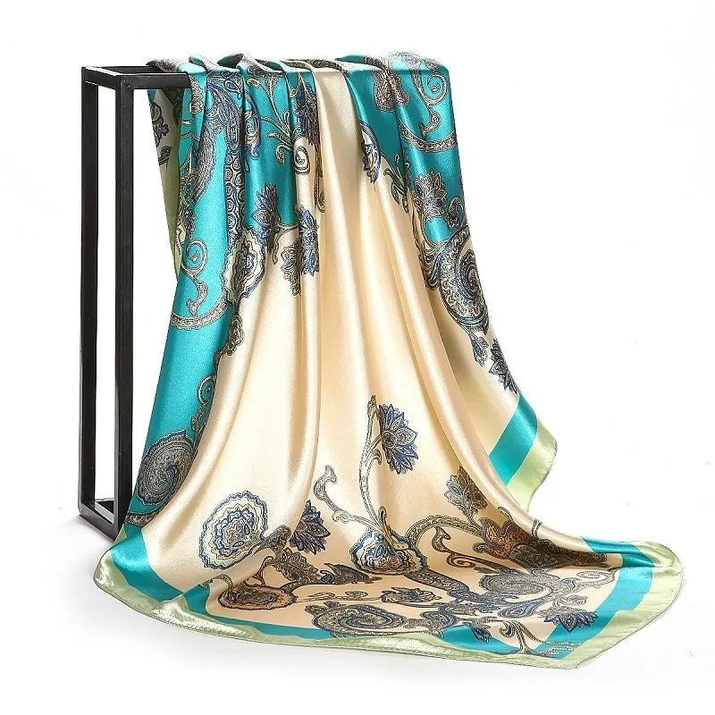 Elegance in Silk: Large Square Simulation Silk Scarf