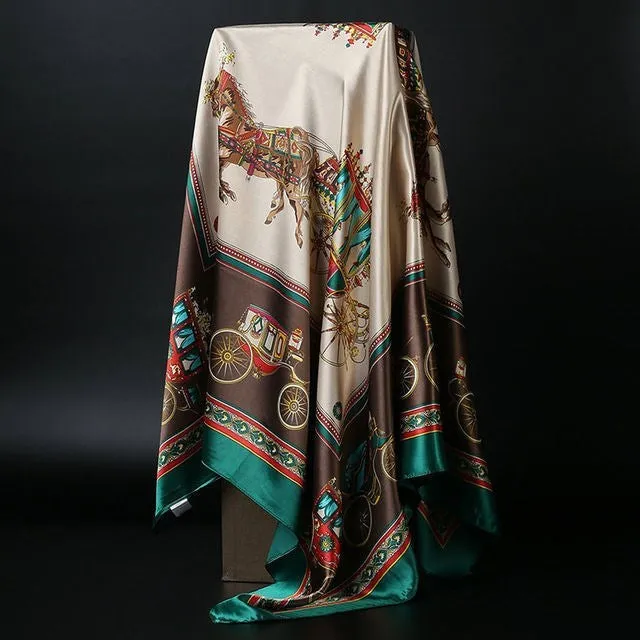 Elegance in Silk: Large Square Simulation Silk Scarf