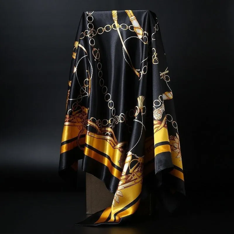 Elegance in Silk: Large Square Simulation Silk Scarf