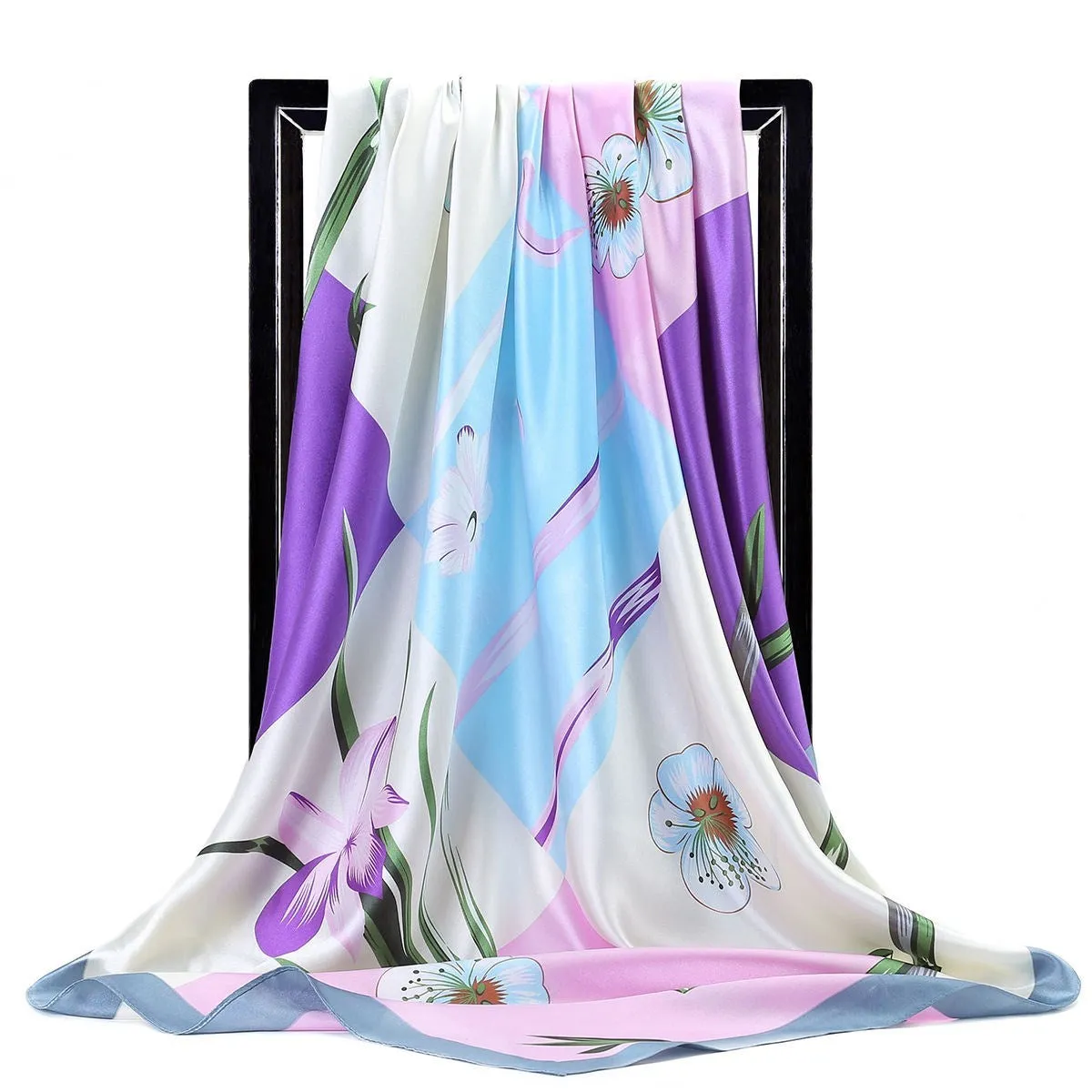 Elegance in Silk: Large Square Simulation Silk Scarf