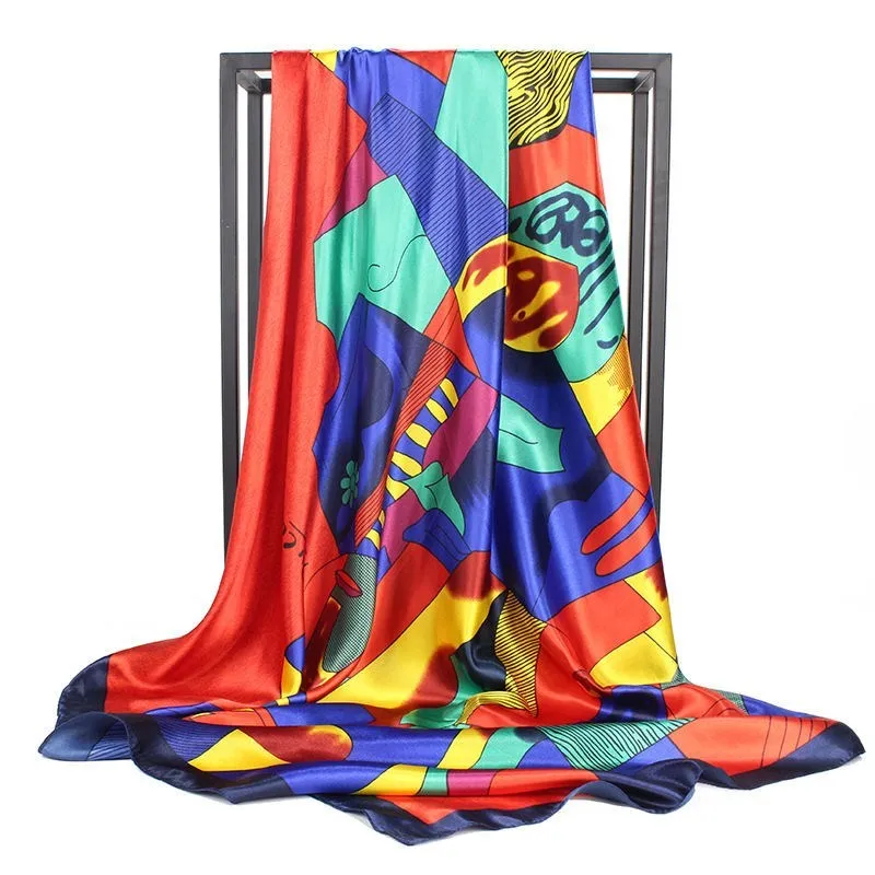 Elegance in Silk: Large Square Simulation Silk Scarf