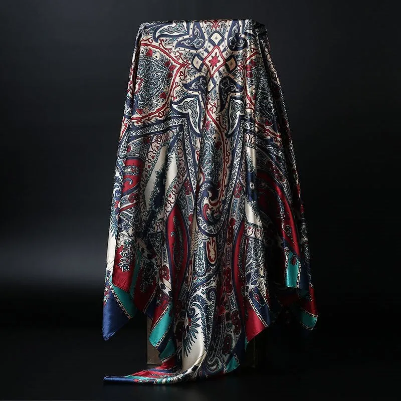 Elegance in Silk: Large Square Simulation Silk Scarf