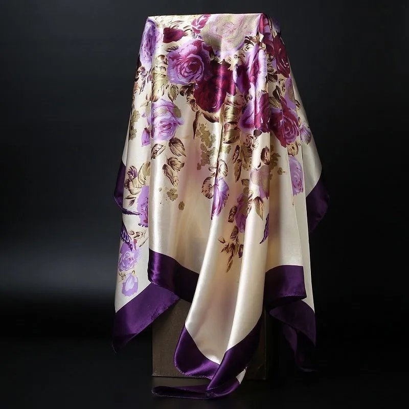 Elegance in Silk: Large Square Simulation Silk Scarf