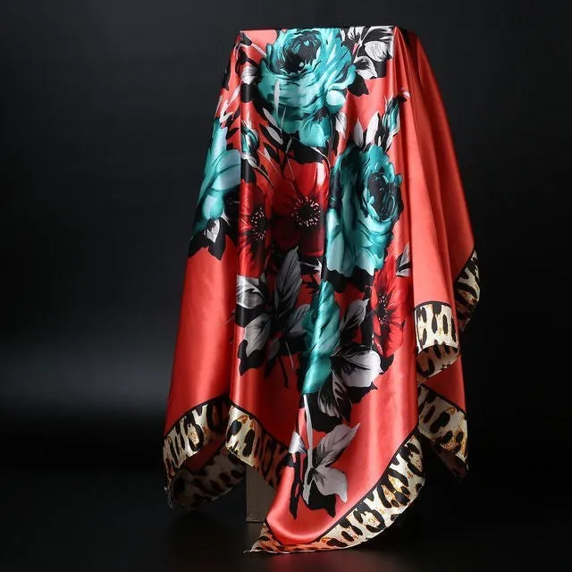 Elegance in Silk: Large Square Simulation Silk Scarf