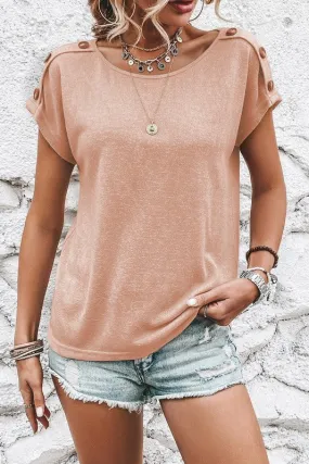 Everything About You - Button Detail Batwing Sleeve Casual Tee