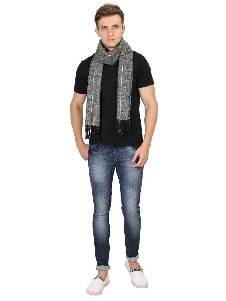 FabSeasons Dark Gray Men's Woolen Scarf, Muffler, Shawl and Stole