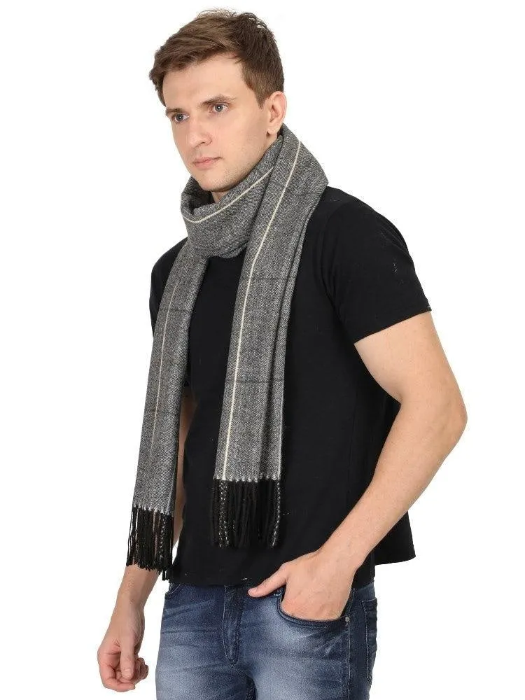 FabSeasons Dark Gray Men's Woolen Scarf, Muffler, Shawl and Stole