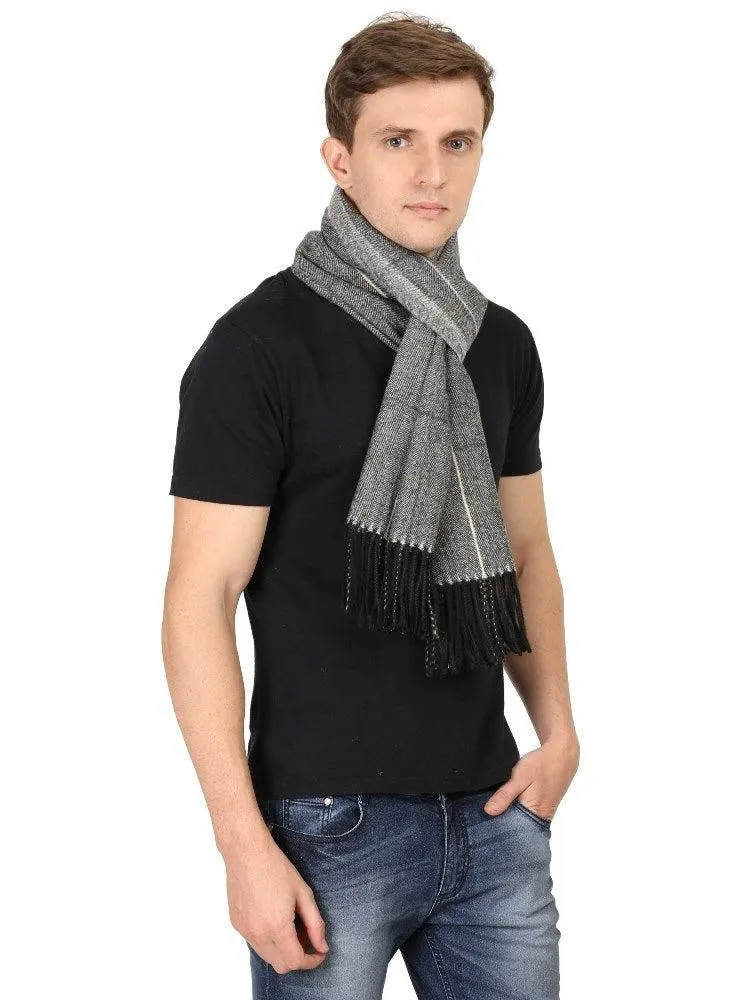 FabSeasons Dark Gray Men's Woolen Scarf, Muffler, Shawl and Stole