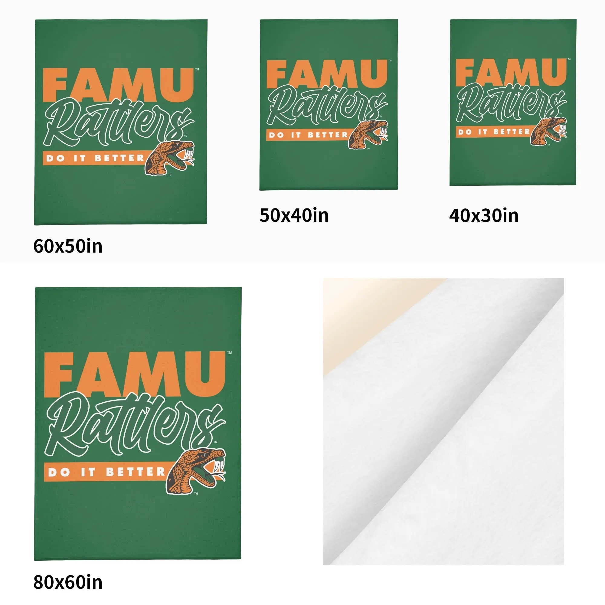 FAMU Does It Better Long Vertical Flannel Breathable Blanket (4 Sizes)