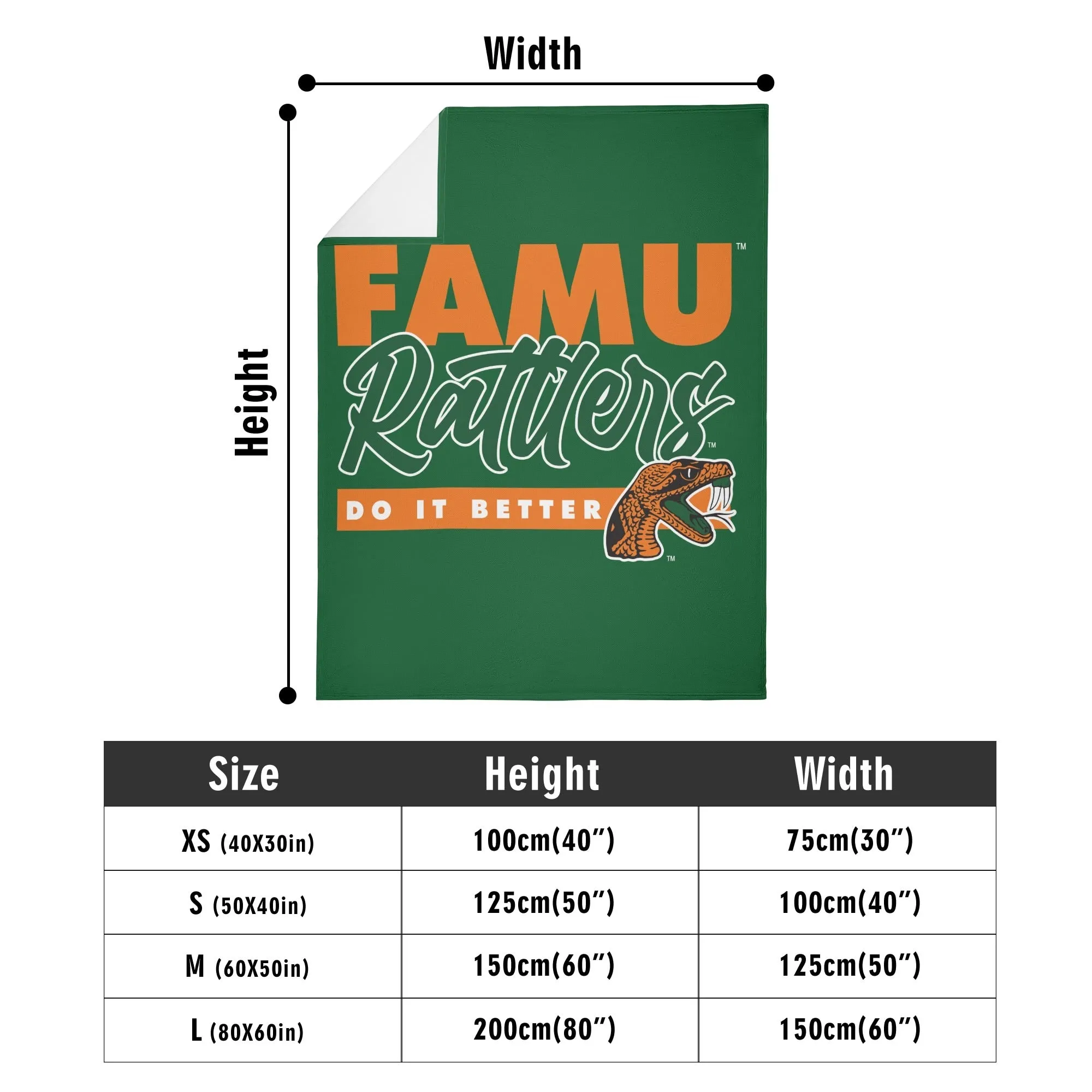 FAMU Does It Better Long Vertical Flannel Breathable Blanket (4 Sizes)