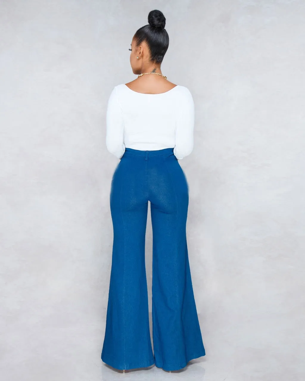 Fashion Denim Flare Pants Women Retro Jeans Wide Leg Trousers Lady Casual Bell-Bottoms Flare Pant Female