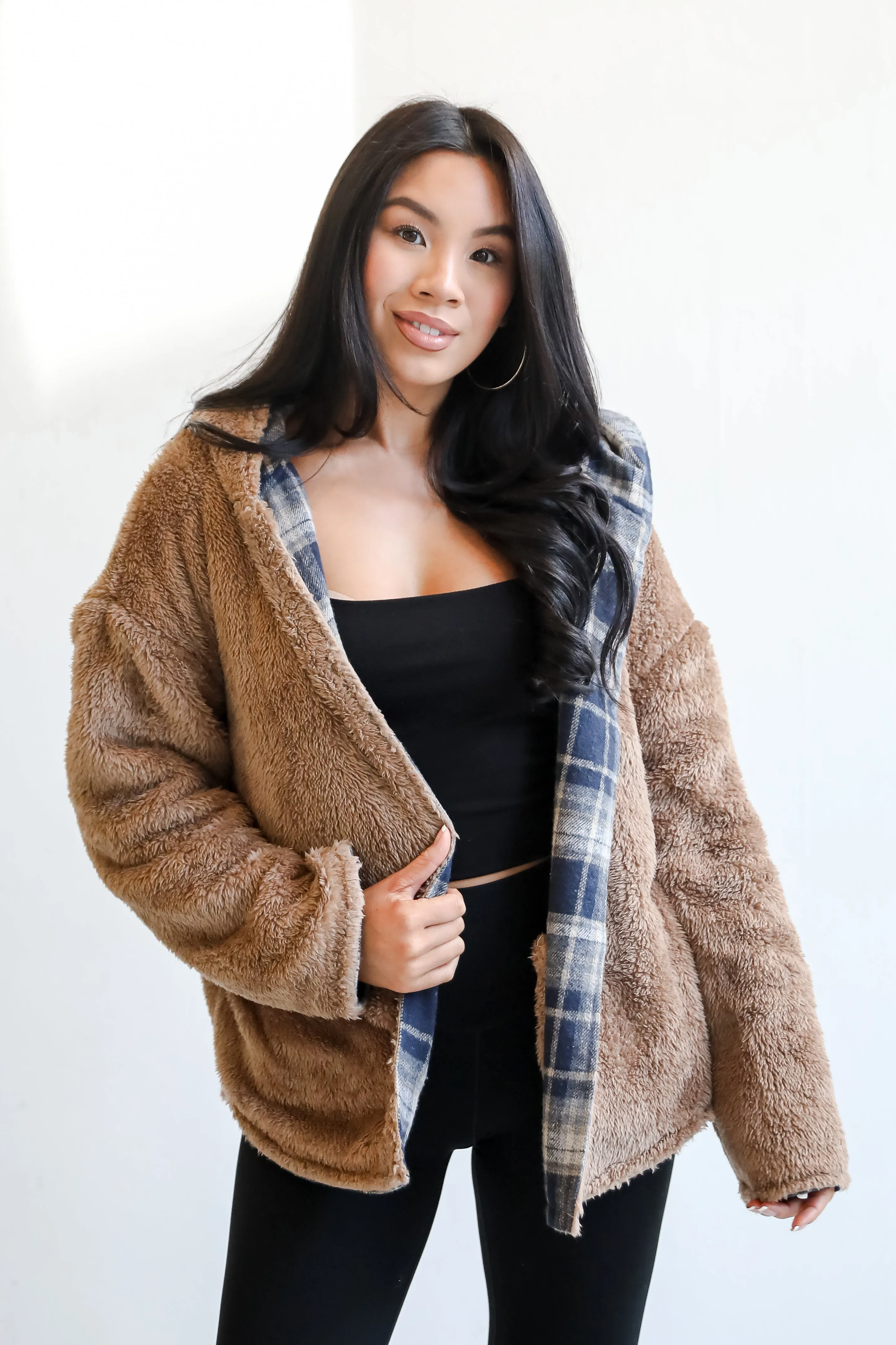 FINAL SALE - Perfected Comfort Reversible Sherpa Plaid Jacket - DOORBUSTER