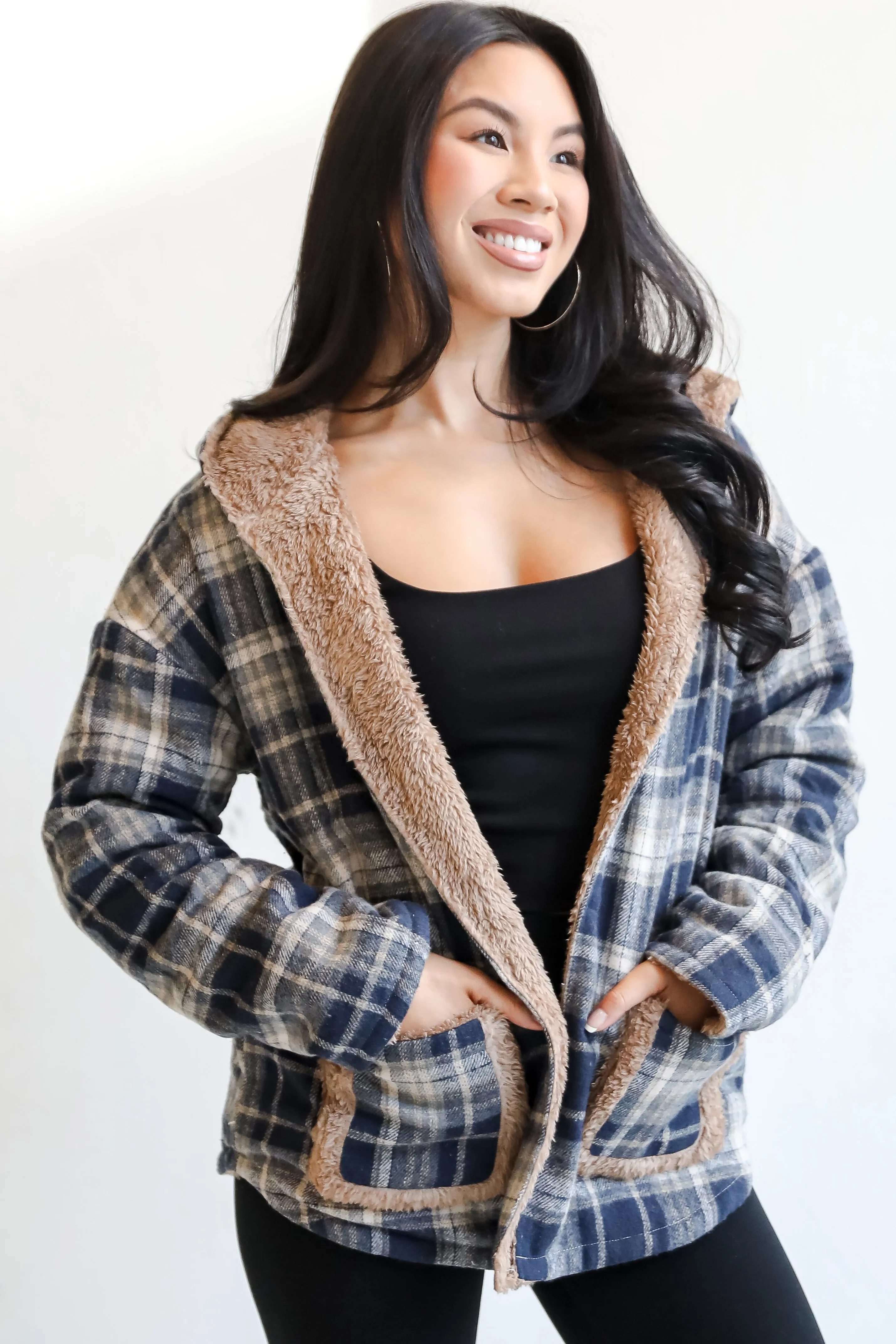 FINAL SALE - Perfected Comfort Reversible Sherpa Plaid Jacket - DOORBUSTER