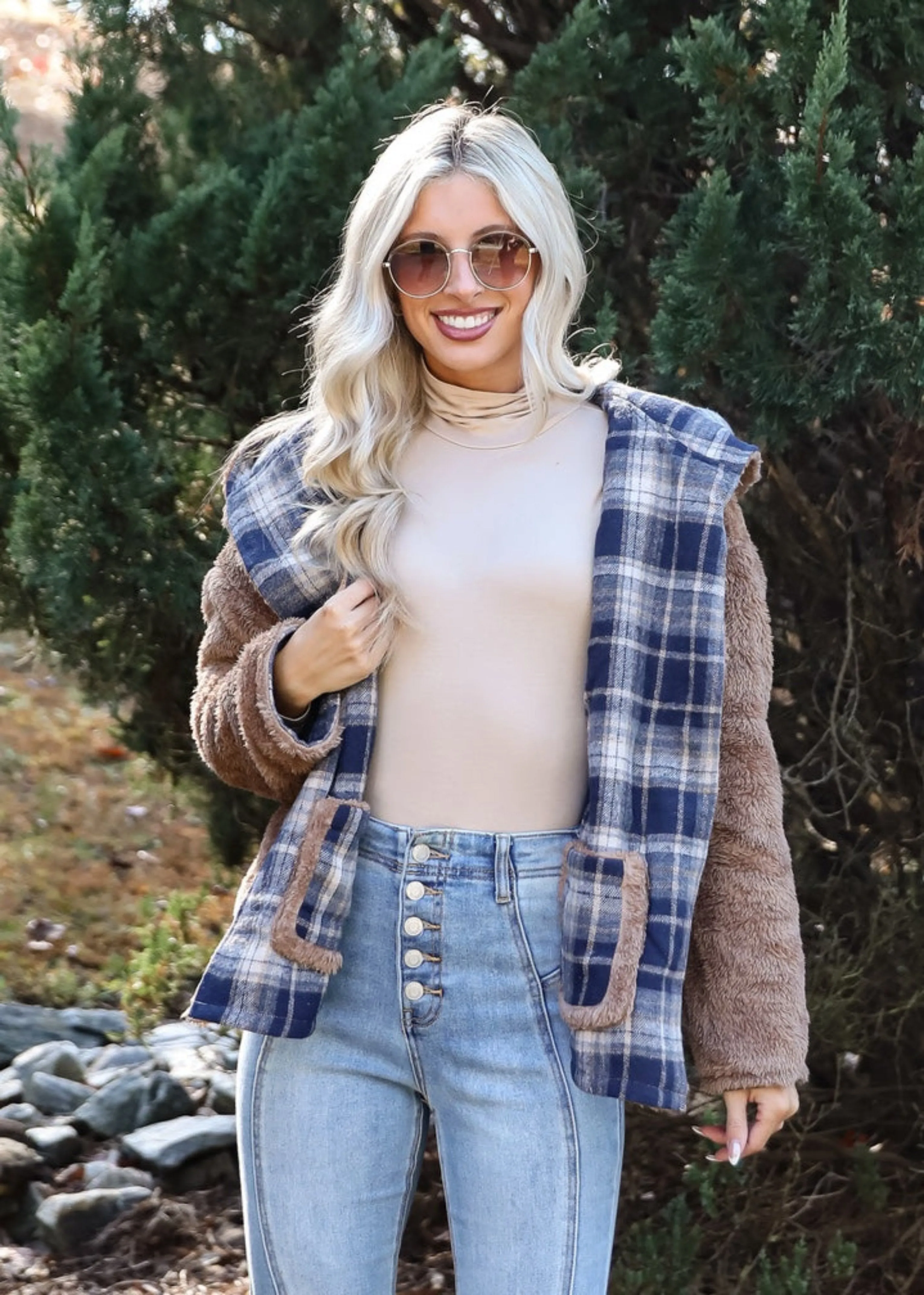 FINAL SALE - Perfected Comfort Reversible Sherpa Plaid Jacket - DOORBUSTER