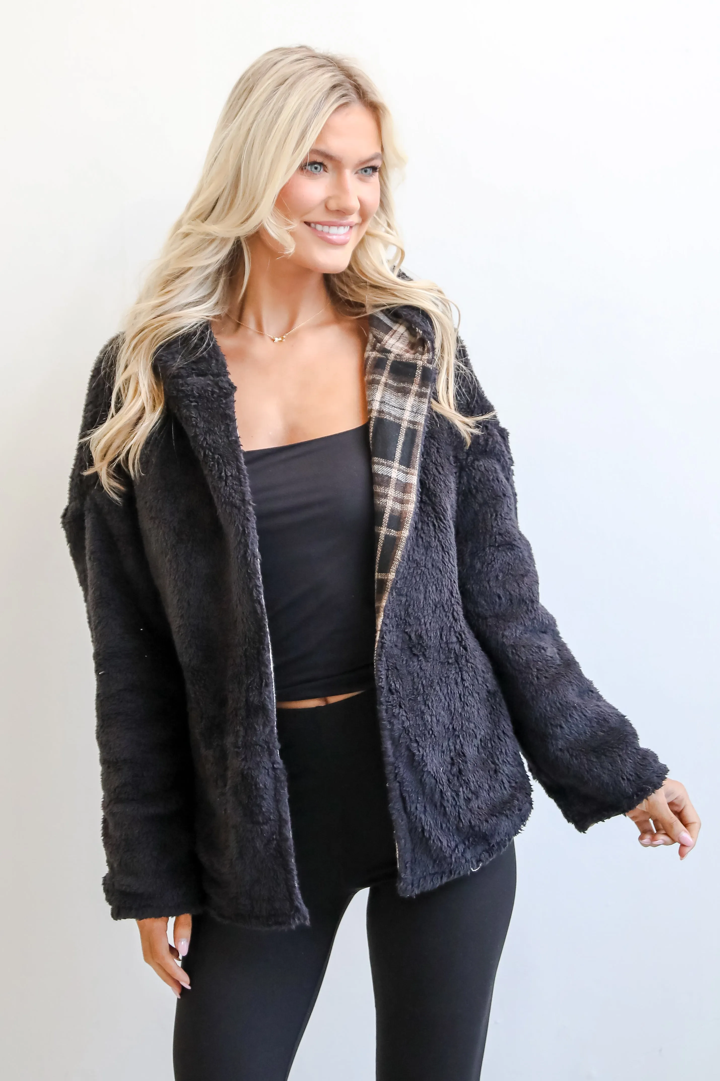 FINAL SALE - Perfected Comfort Reversible Sherpa Plaid Jacket - DOORBUSTER