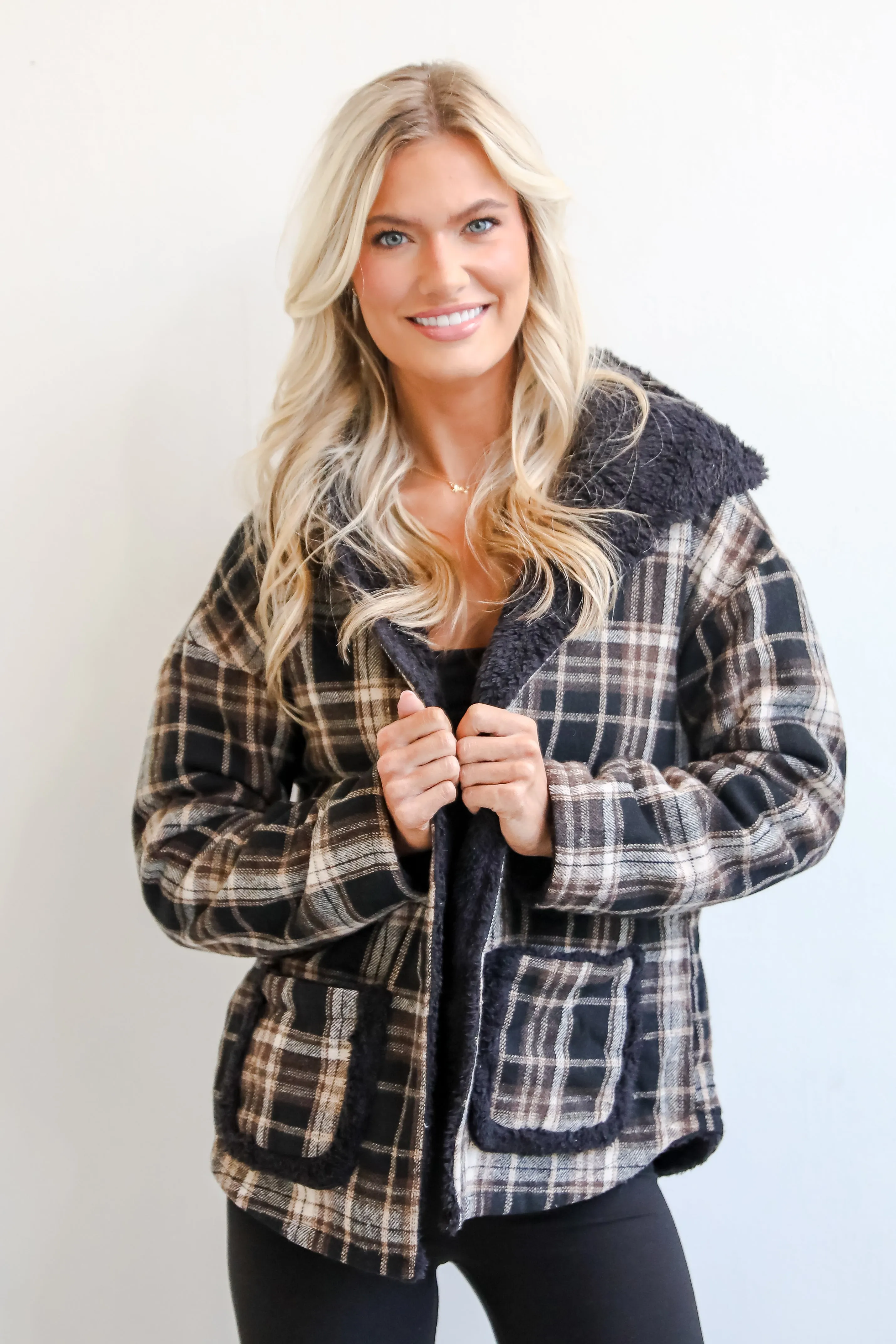 FINAL SALE - Perfected Comfort Reversible Sherpa Plaid Jacket - DOORBUSTER