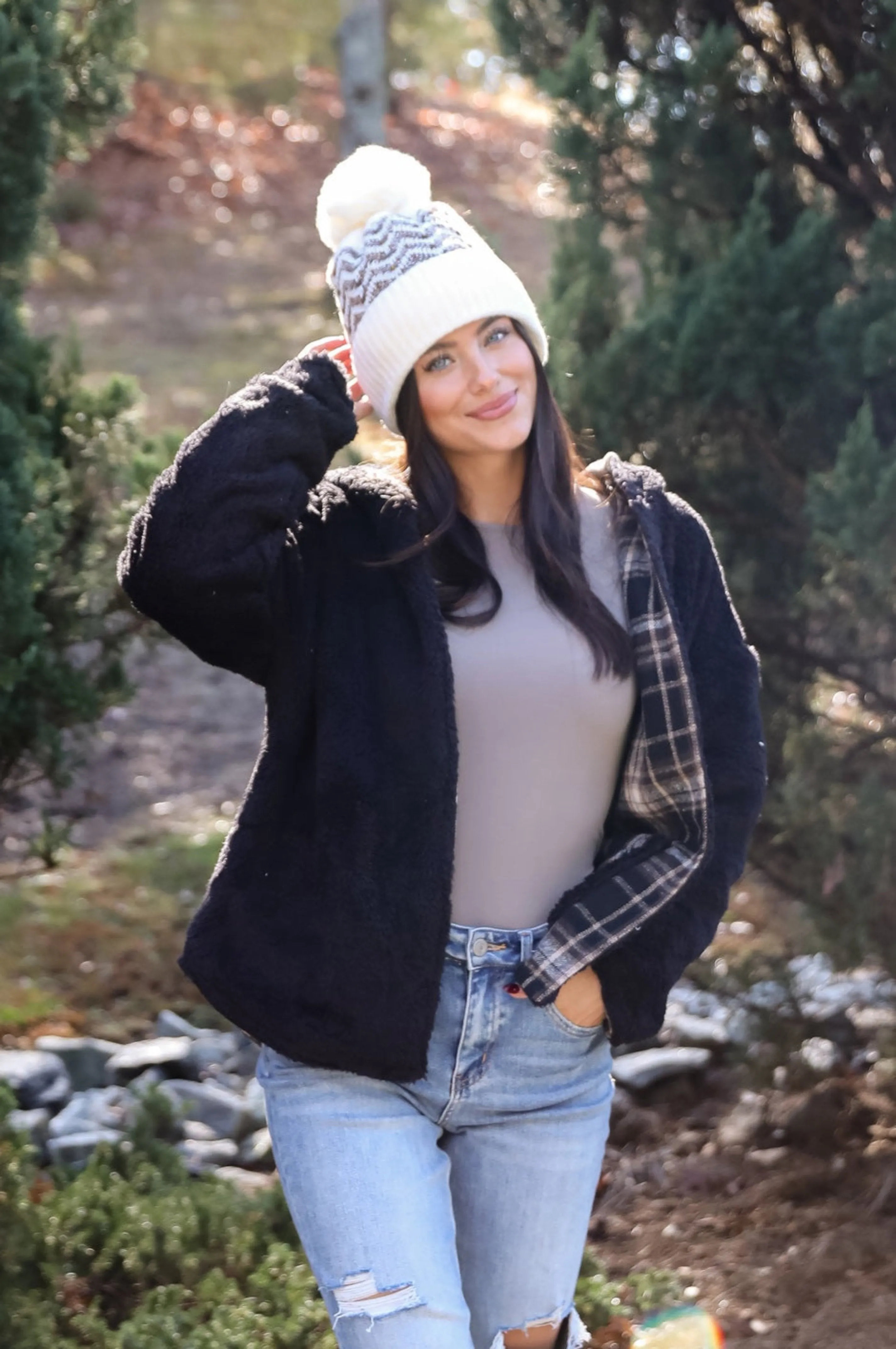 FINAL SALE - Perfected Comfort Reversible Sherpa Plaid Jacket - DOORBUSTER