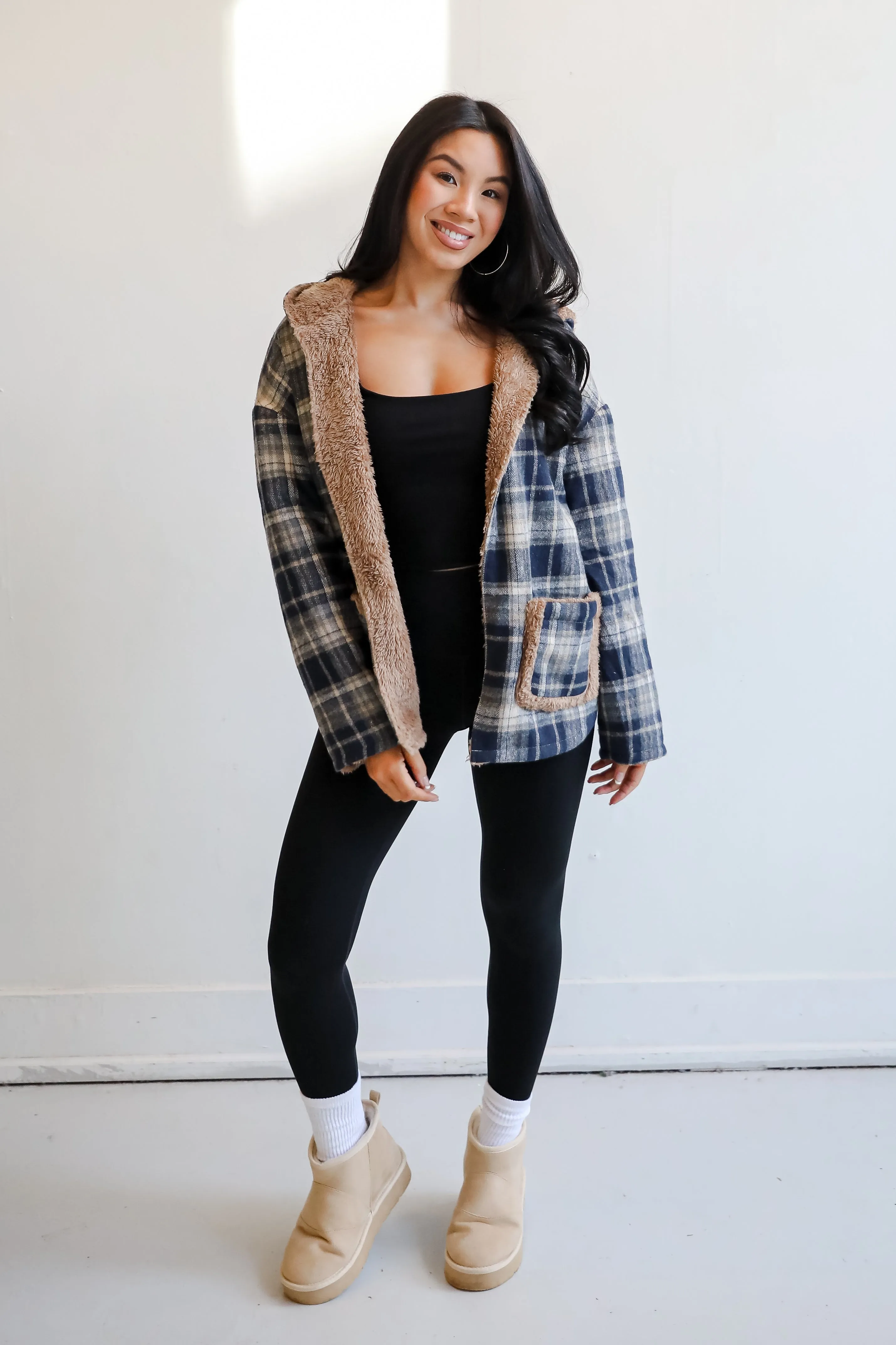 FINAL SALE - Perfected Comfort Reversible Sherpa Plaid Jacket - DOORBUSTER