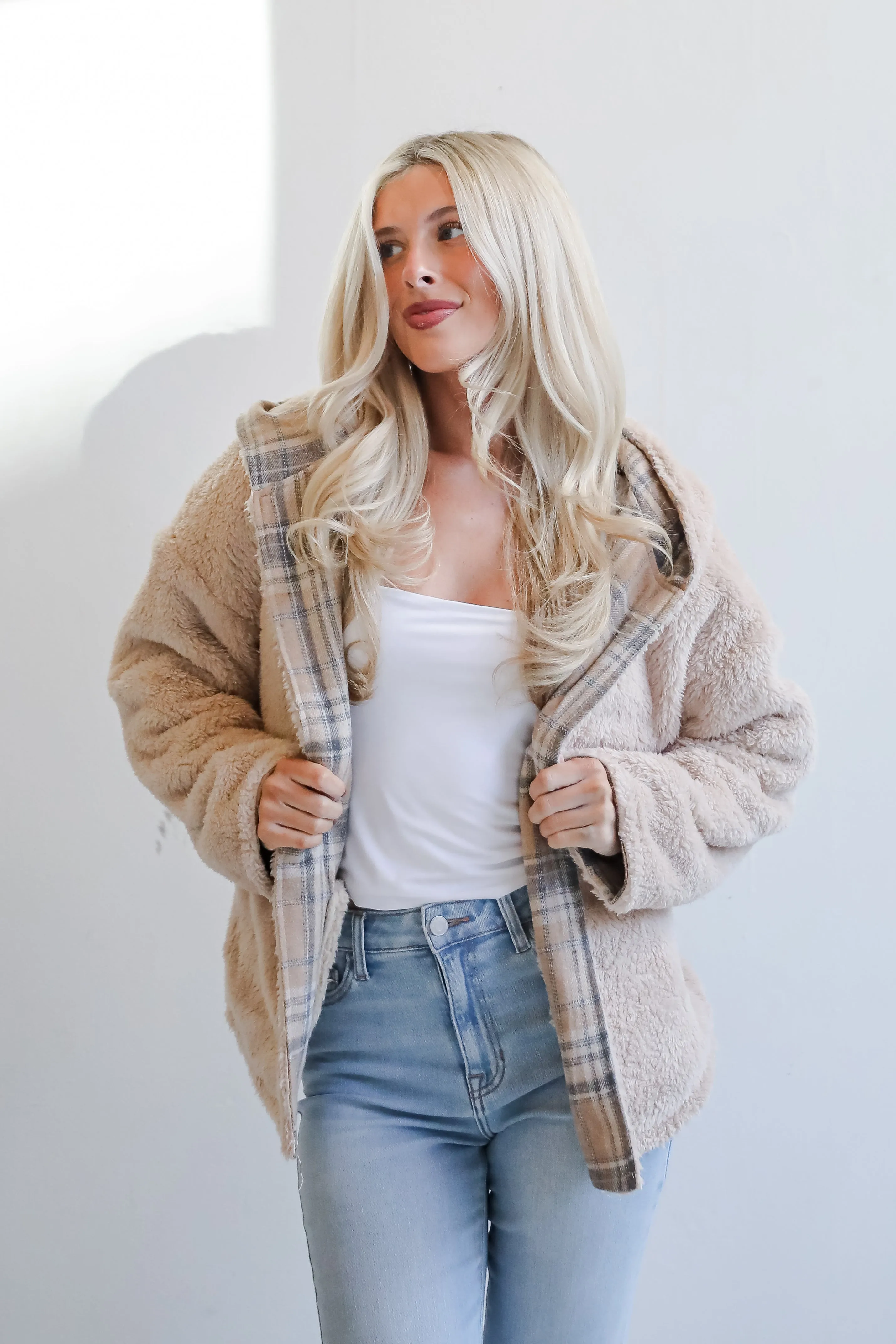 FINAL SALE - Perfected Comfort Reversible Sherpa Plaid Jacket - DOORBUSTER