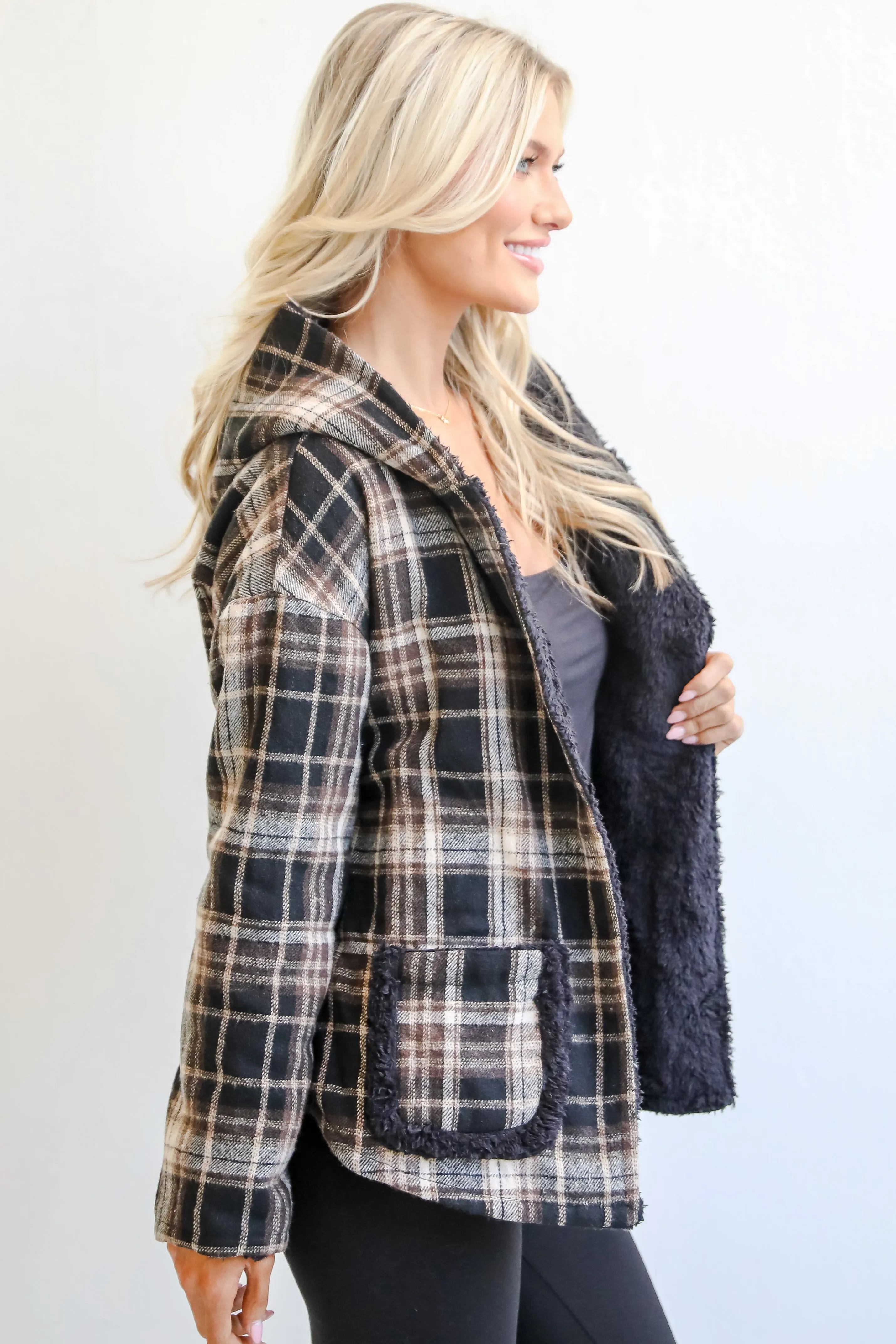 FINAL SALE - Perfected Comfort Reversible Sherpa Plaid Jacket - DOORBUSTER