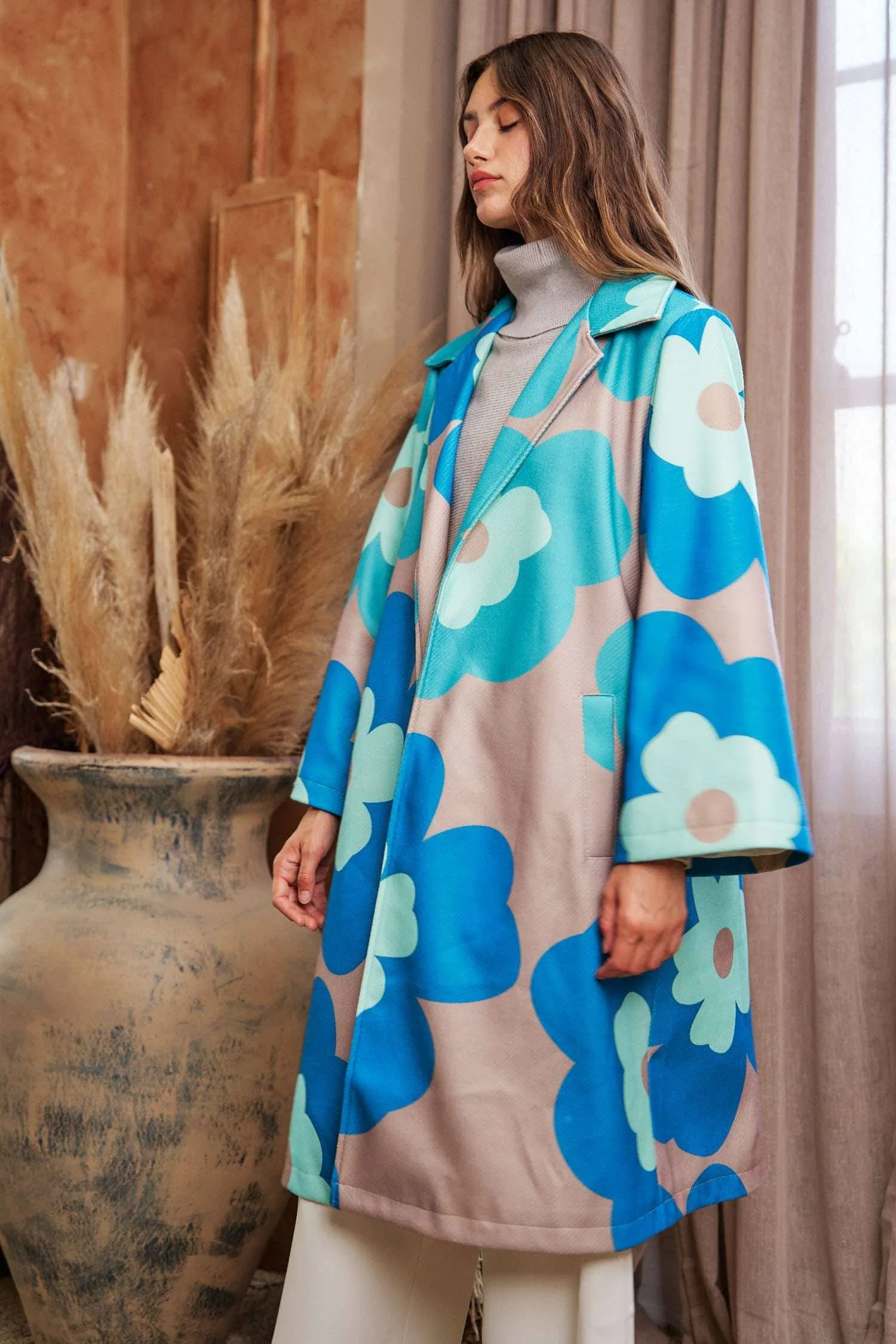 FINAL SALE Put Me in Flowers Retro Overcoat