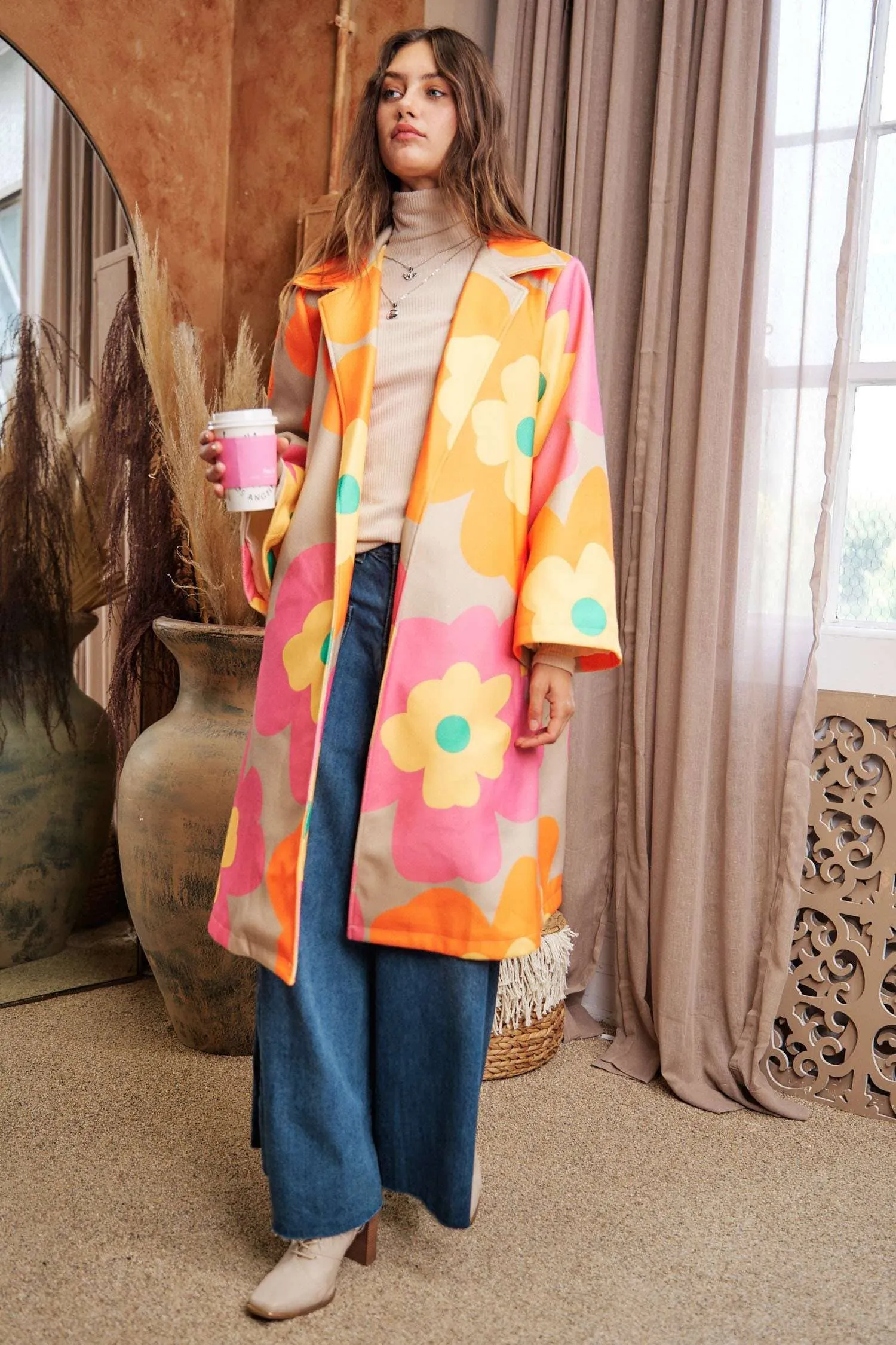 FINAL SALE Put Me in Flowers Retro Overcoat