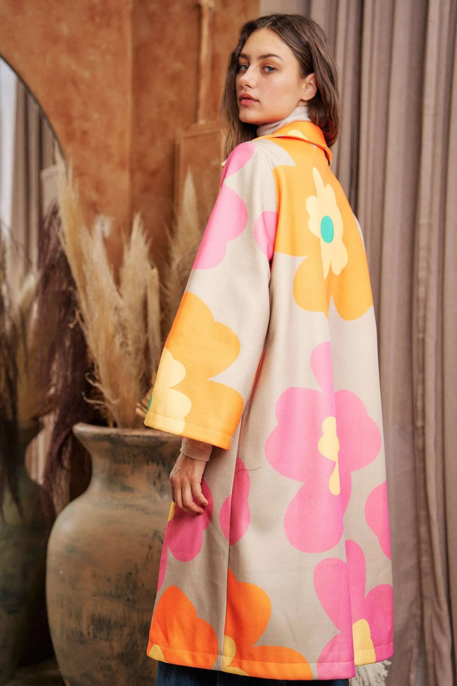 FINAL SALE Put Me in Flowers Retro Overcoat