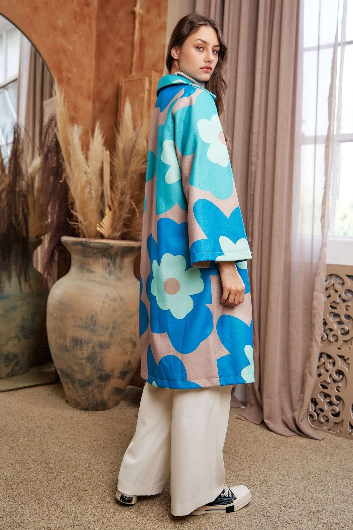 FINAL SALE Put Me in Flowers Retro Overcoat