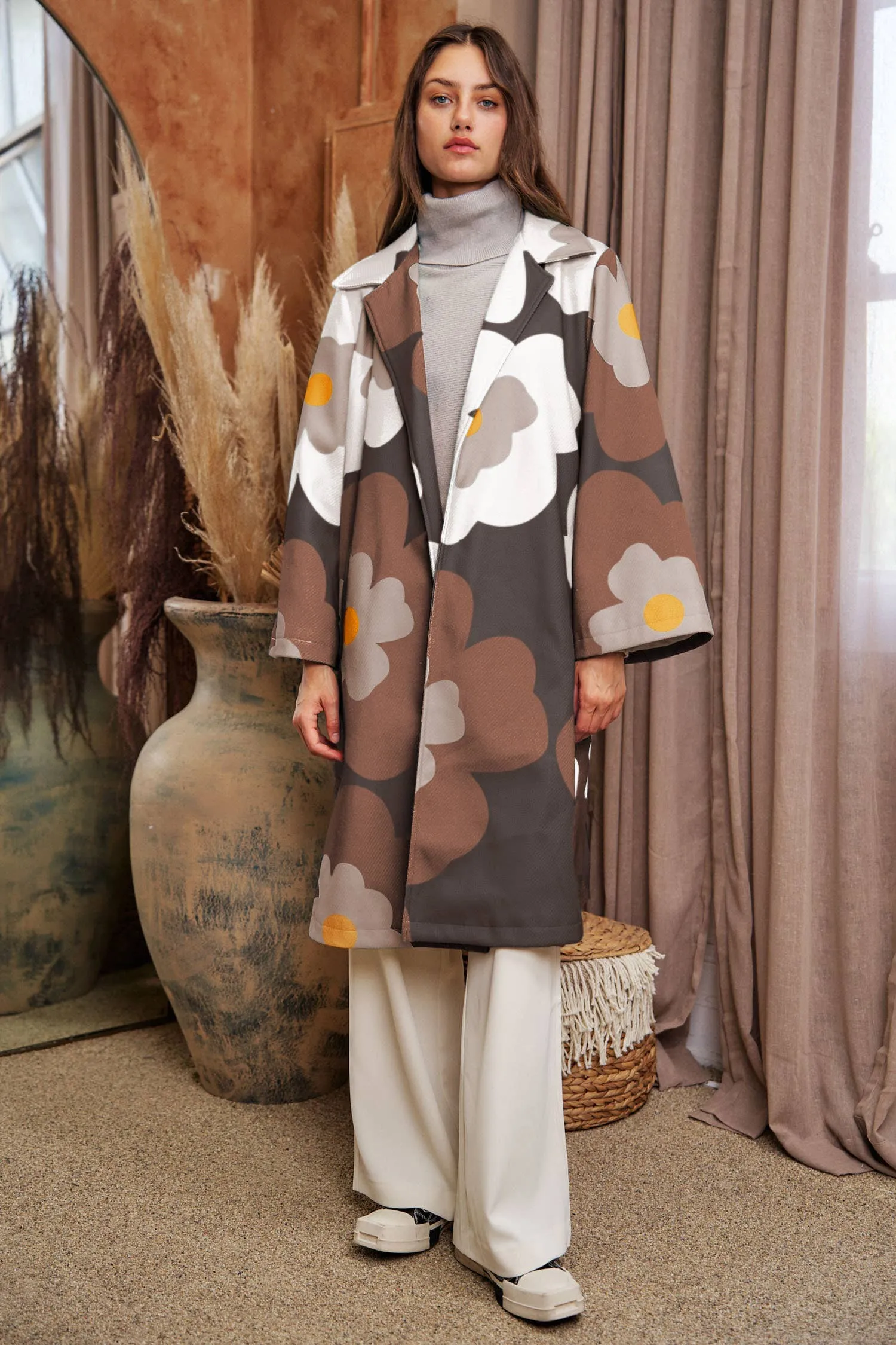 FINAL SALE Put Me in Flowers Retro Overcoat