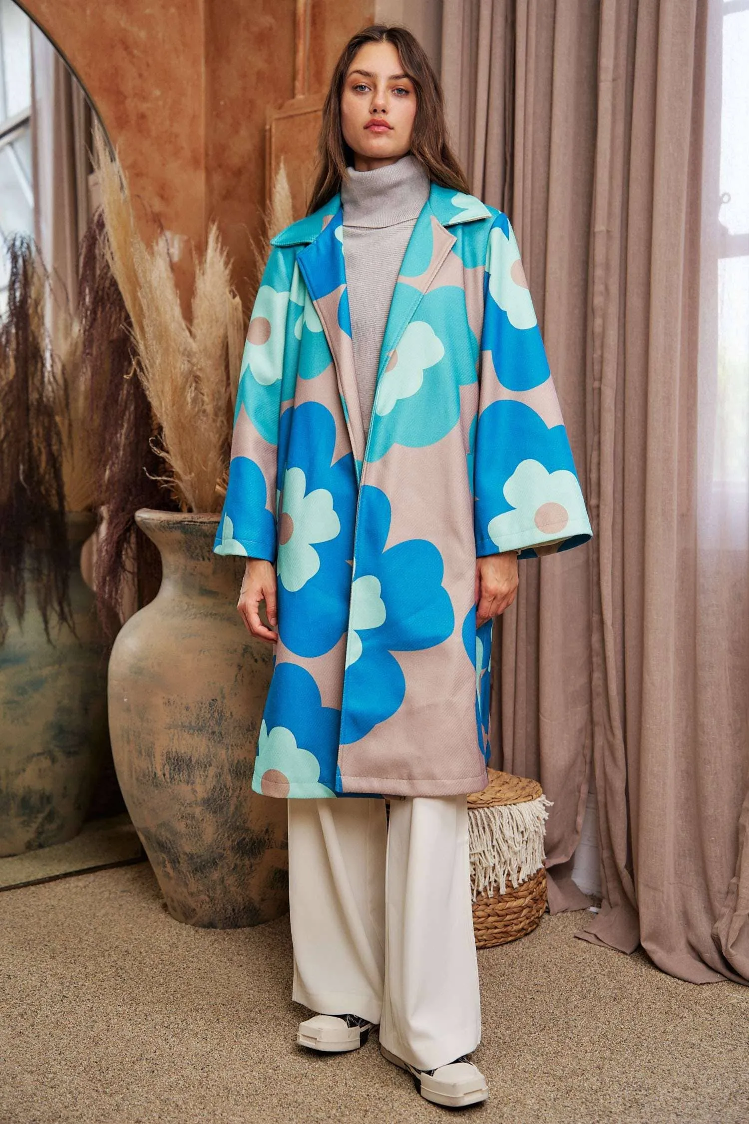 FINAL SALE Put Me in Flowers Retro Overcoat