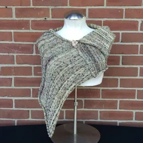 Fine Knit Grey & Black Tweed Shawl w/Ceramic Button, (SH66)