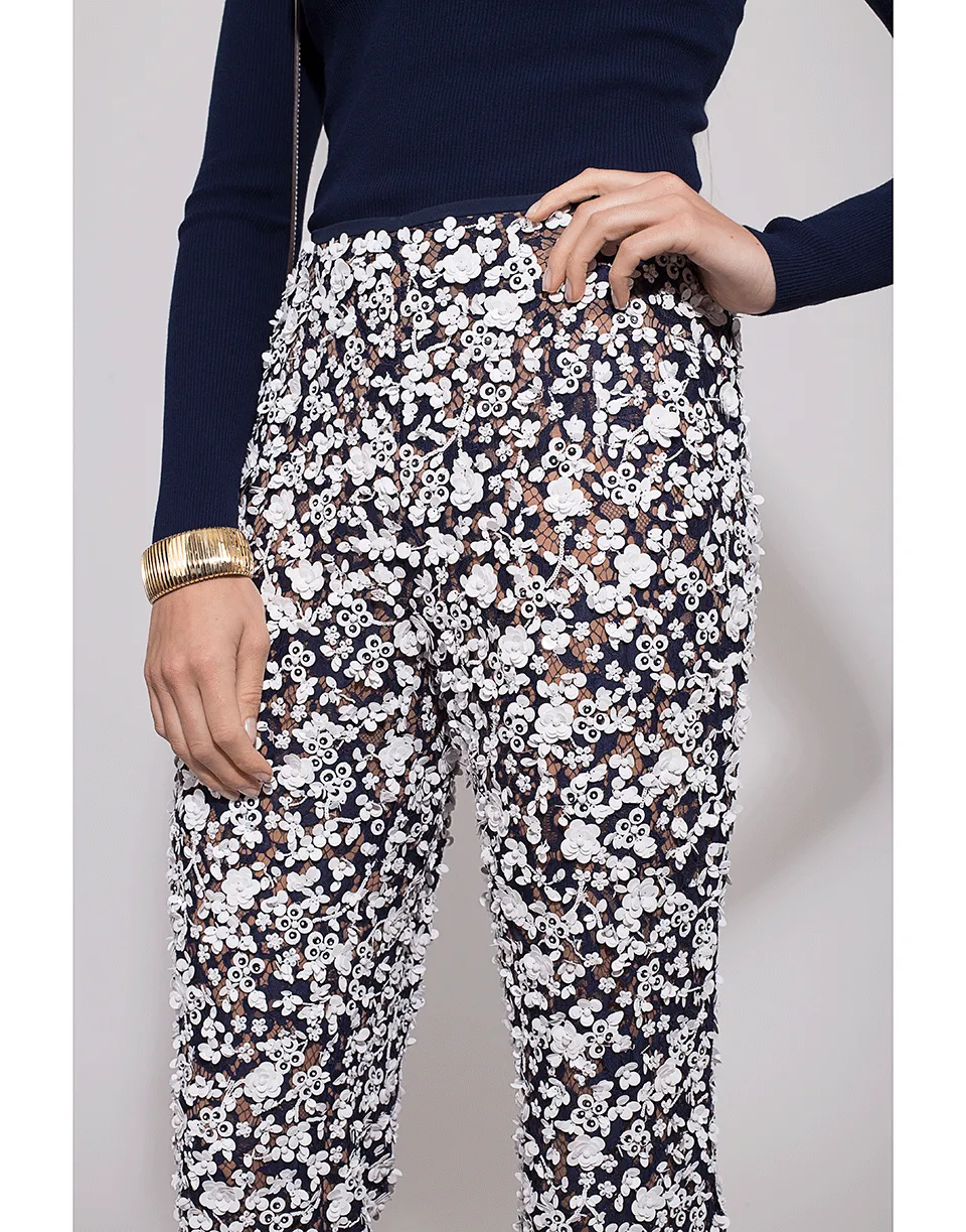 Floral Embroidered Flare Pant