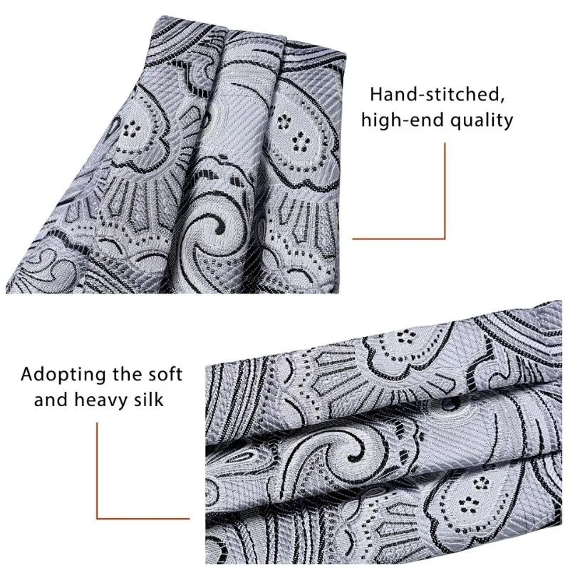 Floral Paisley Ascot Cravat Scarf - GRAY/BLACK