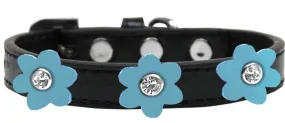 Flower Premium Collar Black With Baby Blue Flowers Size 18