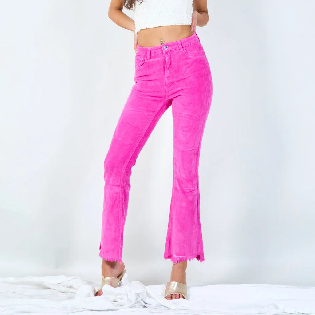 Frayed hem flared pants wholesale