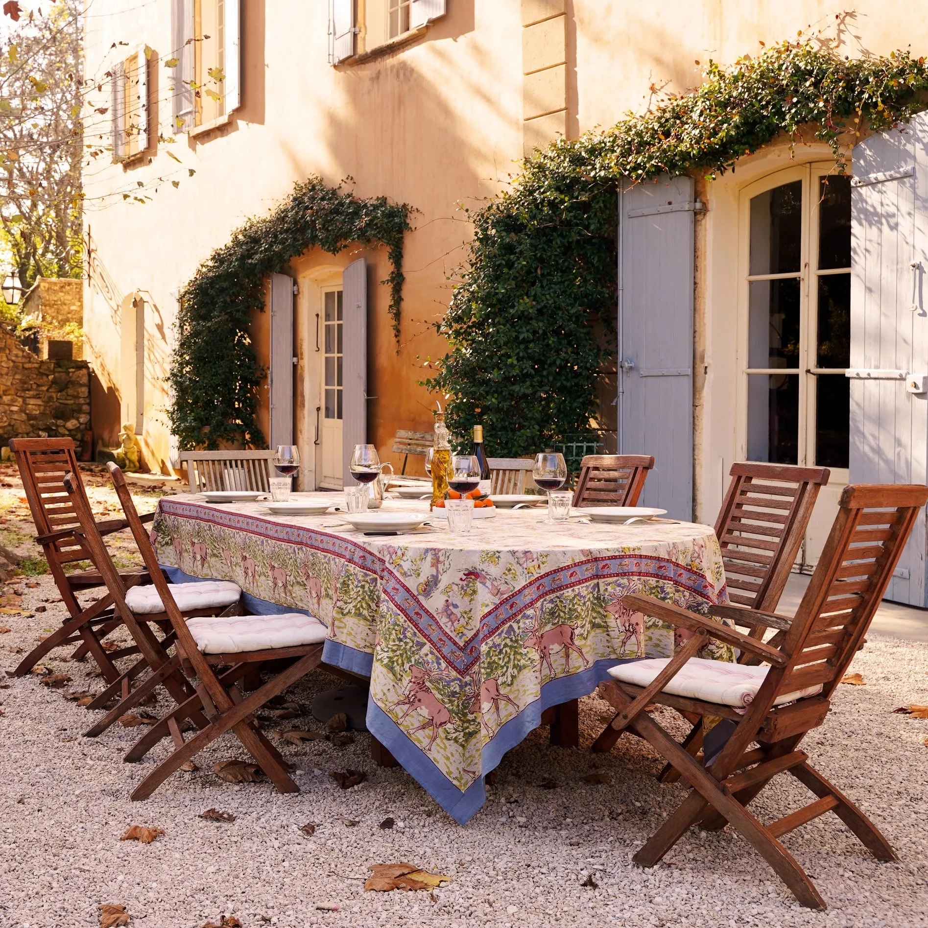 French Tablecloth Renne Grey & Blue