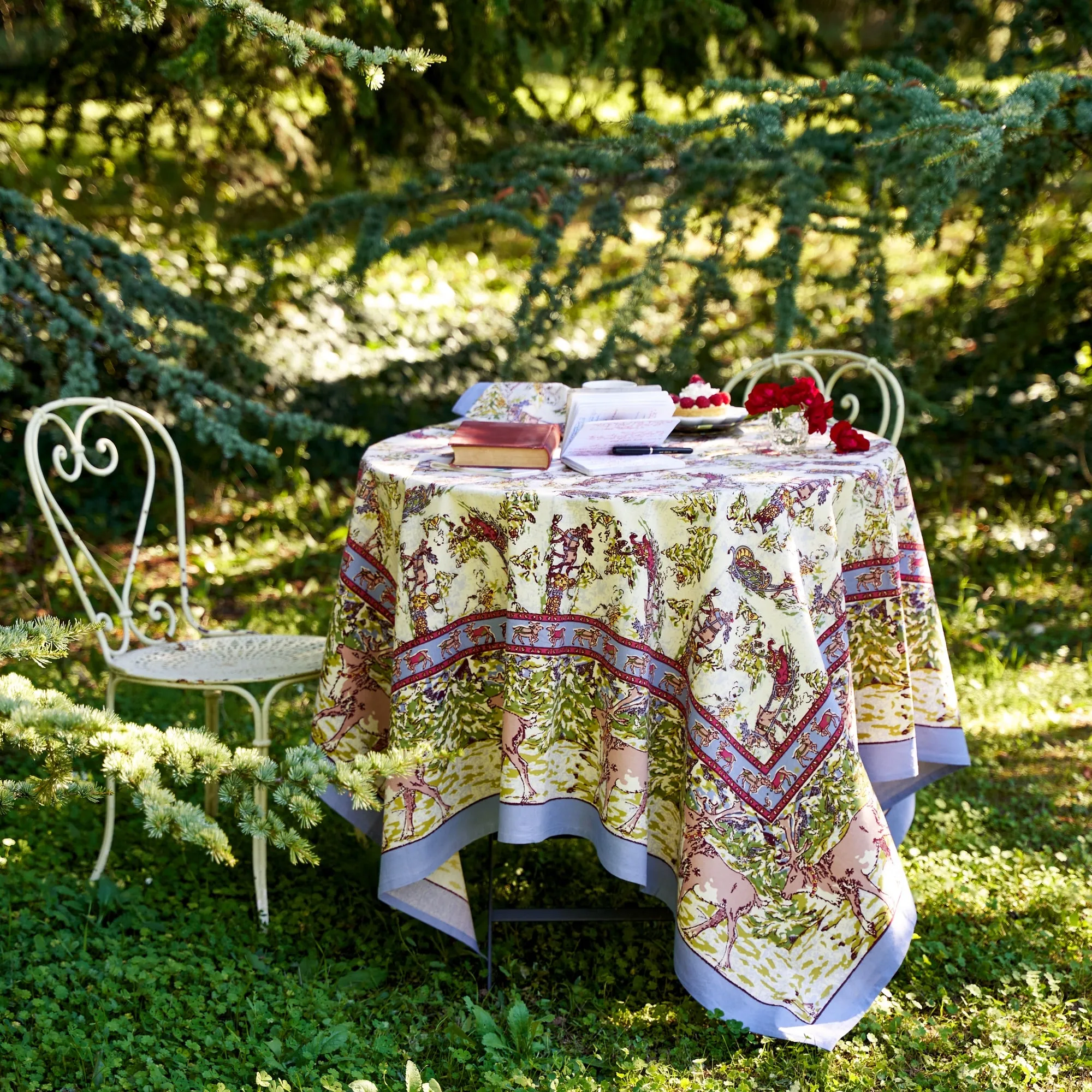 French Tablecloth Renne Grey & Blue