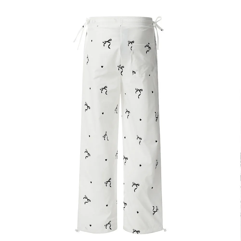 Full Printed Bowknot Baggy Pants Men And Women