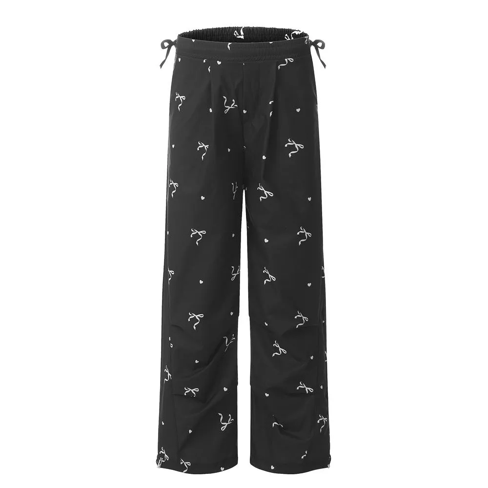 Full Printed Bowknot Baggy Pants Men And Women