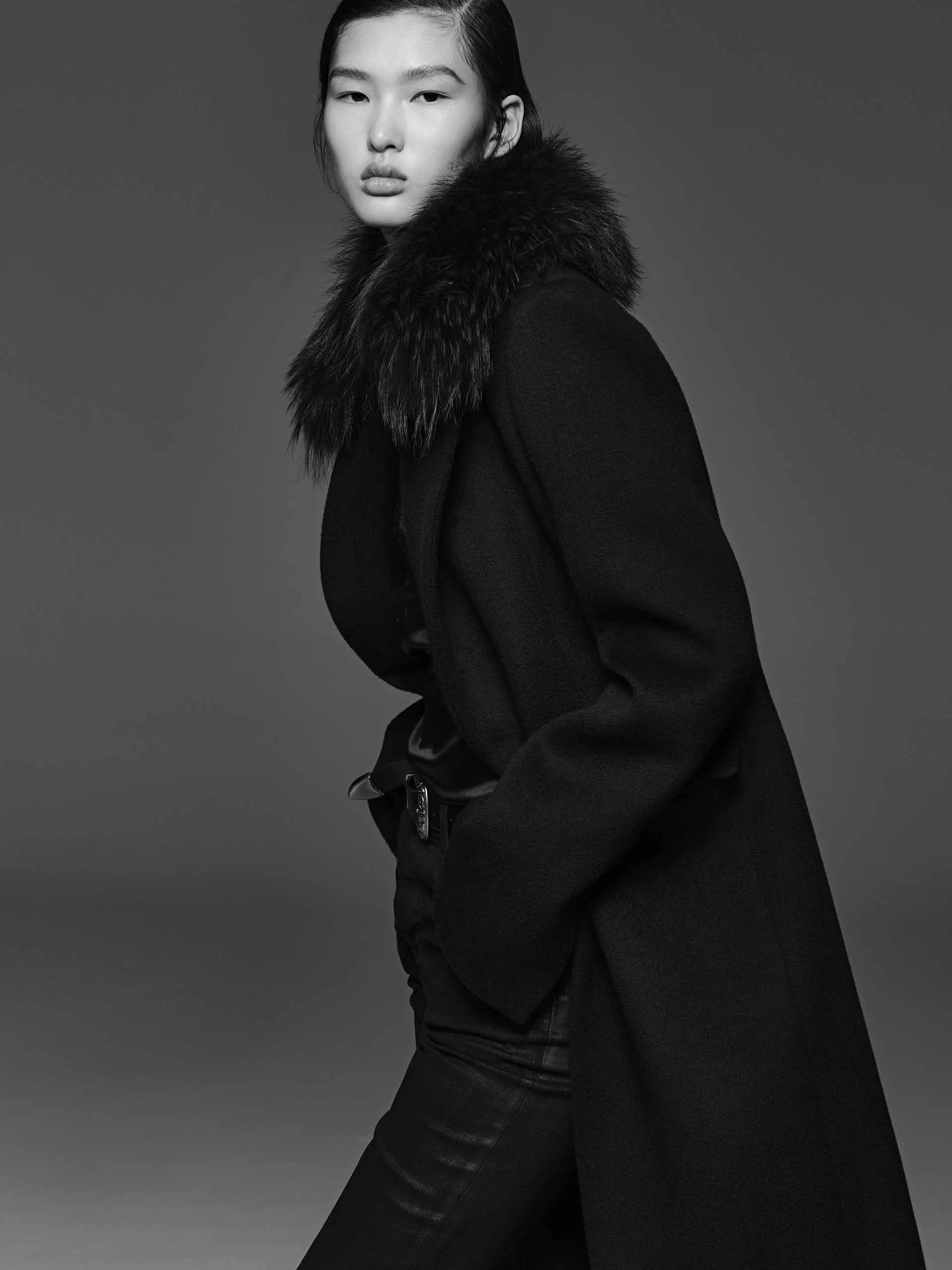 Fur Collar Structured Coat