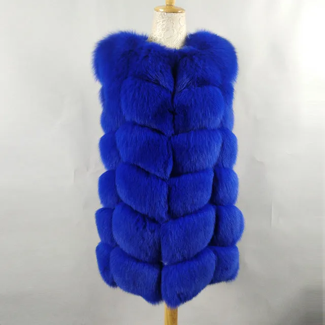 FURSARCAR Real Fox Fur Coat Women Winter Natrual Fur Genuine Leather Fur Vest Fashion Styles Female Silm Long Fox Fur Vest Coat