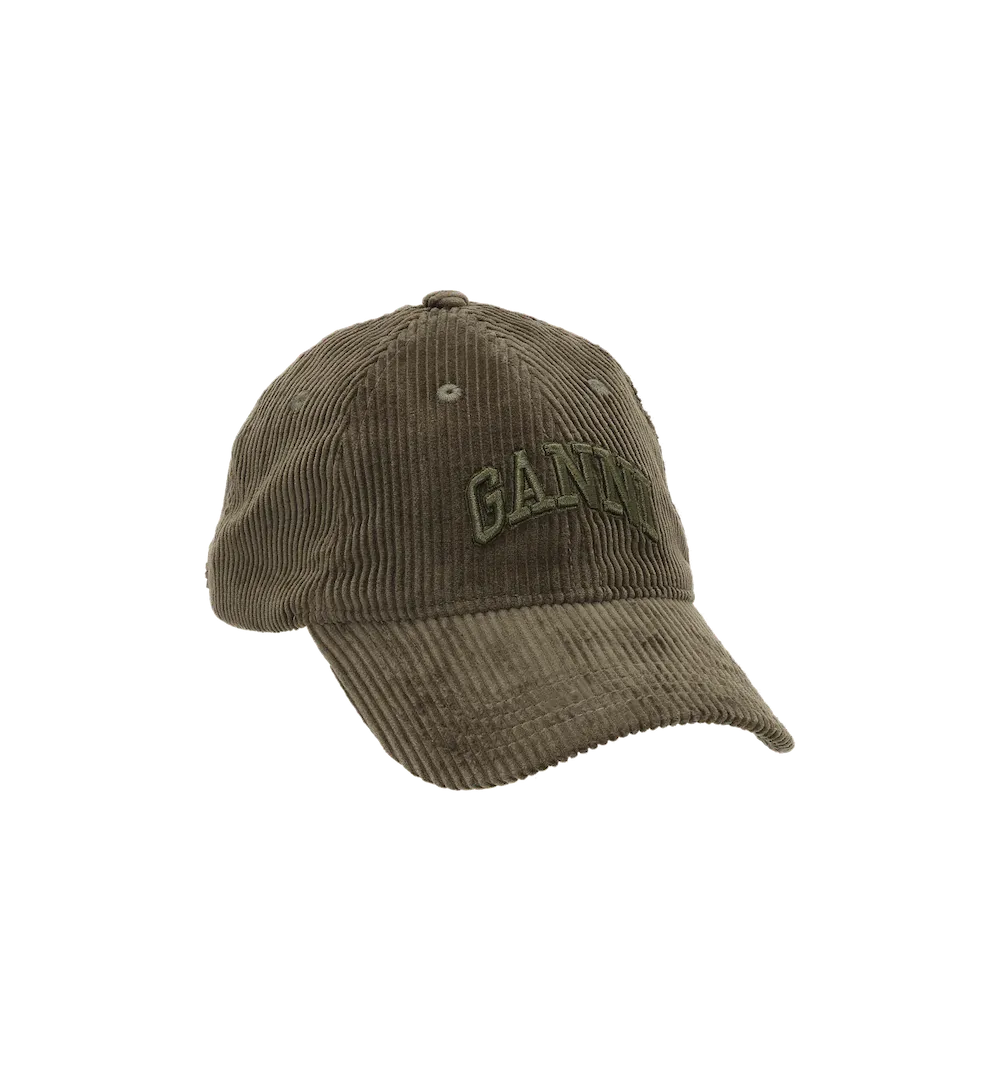 GANNI Green Corduroy Cap