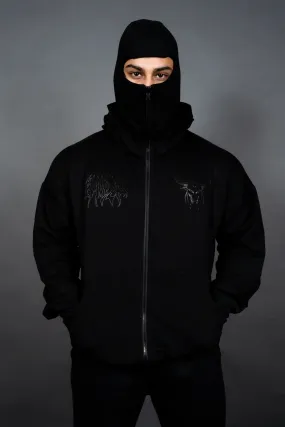 GHOST WARRIOR ZIPPER HOODIE (BLACK)