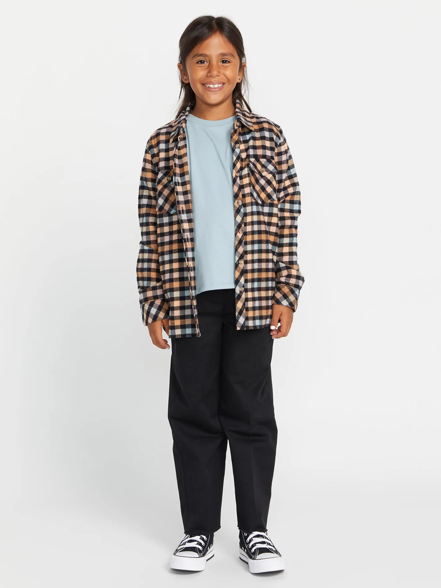 Girls Getting Rad Plaid Long Sleeve Shirt - Winter Orchid